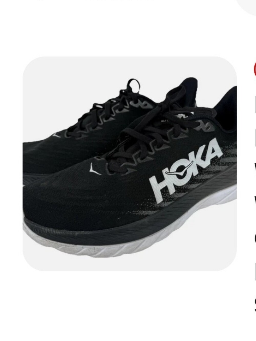 Hoka Women's Mach5 Castlerock Black Mesh Wide Width Light Weight Running Shoe 6D